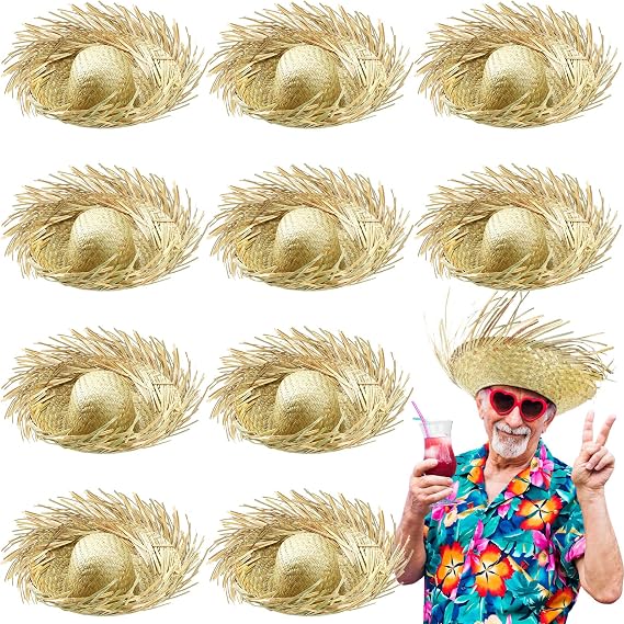 Hercicy 10/16 Pcs Hawaiian Straw Hats