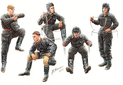 Master Box Models Soviet Tank Crew 1943-1945 Model Building Kit 5 Figures Set, Scale 135