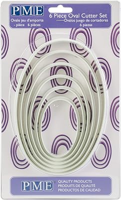 PME Oval Cutters, for Cake Decorating, Set of 6, White