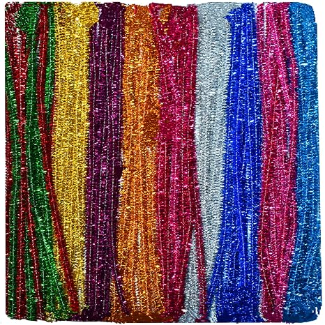 Glitter Multiple Colors Pipe Cleaners Chenille Stems (100 Pack) for DIY Art Decorations Creative Craft (6 mm x 12 Inch)