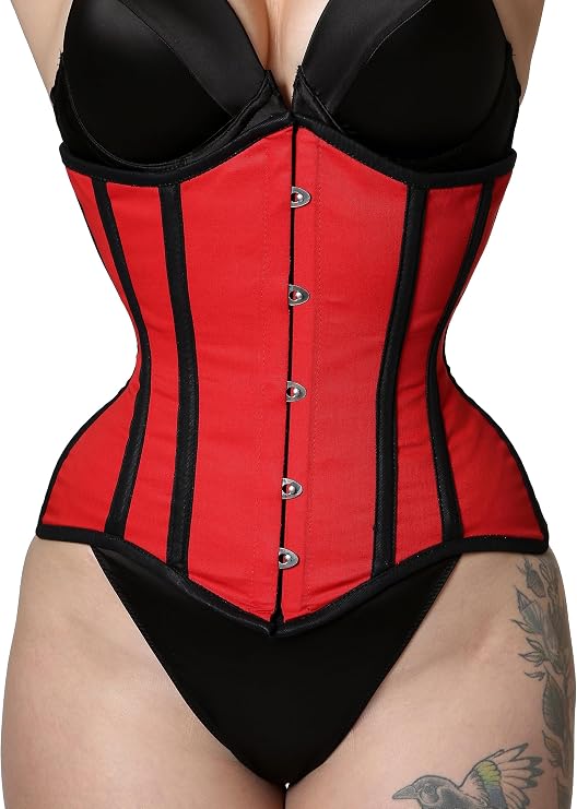Women's Underbust Corset Waist Trainer Curvy Steel Boned Twill Cotton Corset