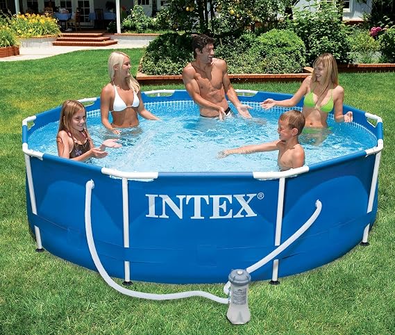 Intex Metal Frame Pool 12' x 30" Swimming Pool Above Ground 12 FT Diameter 30 Inch Deep with Filter Pump and Set Up DVD