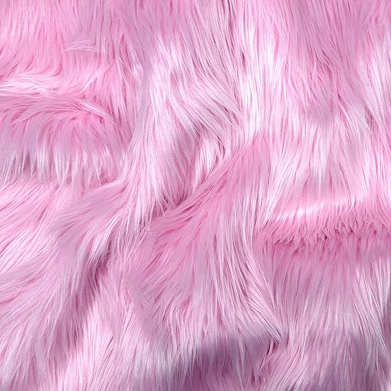 Faux Fur Fabric | Soft, Fluffy Craft Fur Fabric for Sewing, Upholstery, Costumes | 36 x 60 | Vegan Faux Fur, Material for DIY Projects, Plush Toys Baby Pink, One Yard