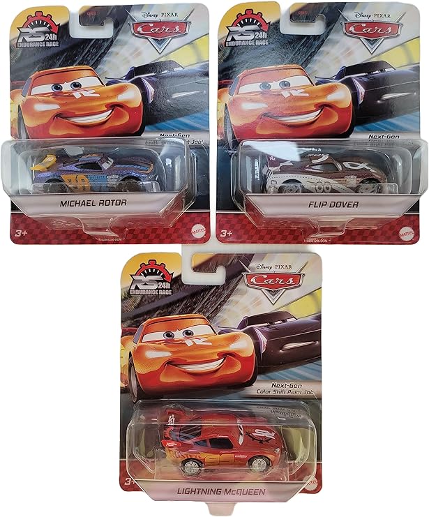 Mattel Disney Pixar Cars RS 24h Hour Endurance Race Bundle of 3 Diecast Vehicles from GPN32-999E Release