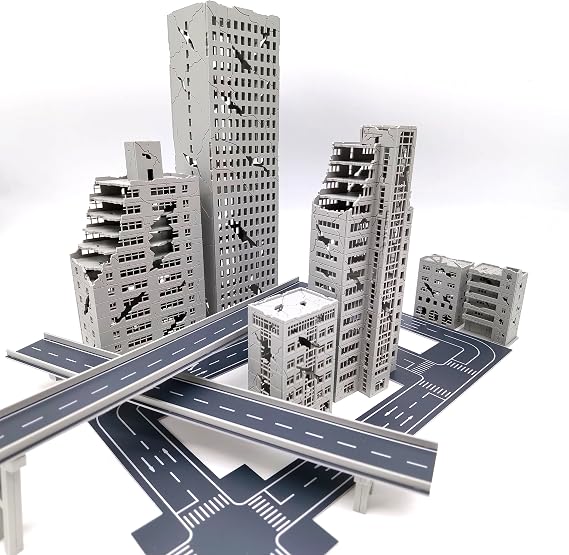 Mycity 1:300 Battle Damage Scene, Destroyed City Scene, Simulation Assembly Building Model (B)