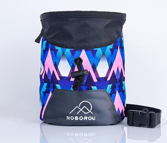 Rock Climbing Chalk Bag | Wide Opening & Fleece Lined | Removable Belt | Large Zippered Pocket | Brush Holder Loops | Bouldering, Gym, Crossfit