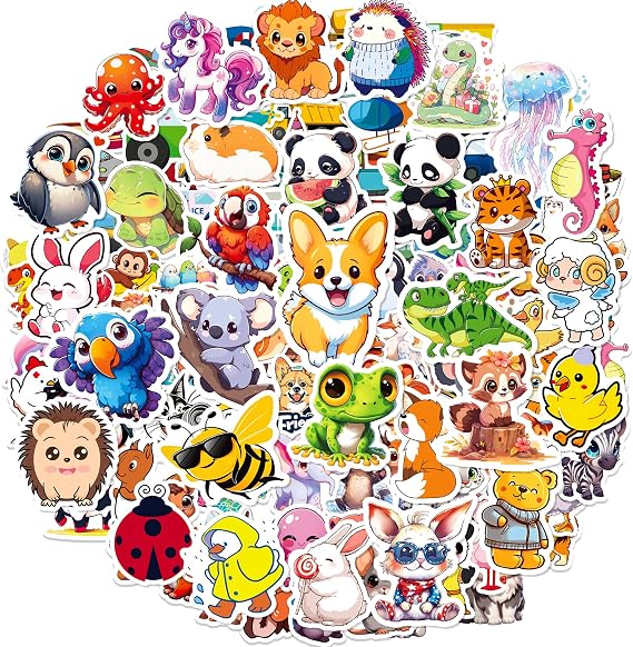 AYGXU Stickers for kids, Water Bottle Stickers for Kids,300pcs cute water bottle stickers-Animals, Food, Vehicles, Freshness, Valentine's Day,party favors,Skateboards and Notebooks