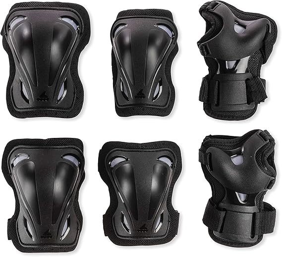 Rollerblade Skate Gear 3 Pack Protective Gear, Knee Pads, Elbow Pads and Wrist Guards, Inline Skating, Multi Sport Protection, Unisex, Black