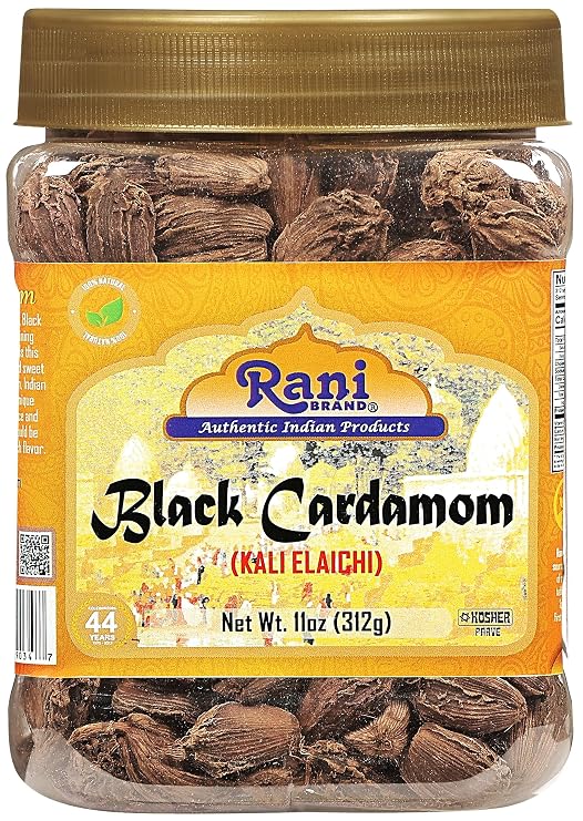 Rani Black Cardamom Pods (Kali Elachi) Whole Indian Spice 11oz (312g) PET Jar ~ All Natural | Vegan | Gluten Friendly | Non-GMO | Kosher | Indian Origin