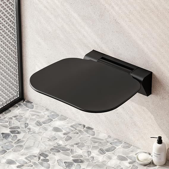 Neohomee Folding Shower Seat Wall Mounting Folding Shower Chair up to 200 kg Load Capacity with UF Extra Wide Shower Seat for Seniors Non-Slip Shower