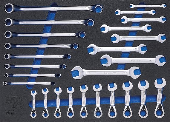 BGS 4016 | Tool Tray 3/3: Double Open End Spanner, Double Ring Spanner, Ratchet Wrench | 26 pcs.