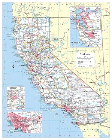 Cool Owl Maps California State Wall Map Poster Large Print Rolled (Laminated)