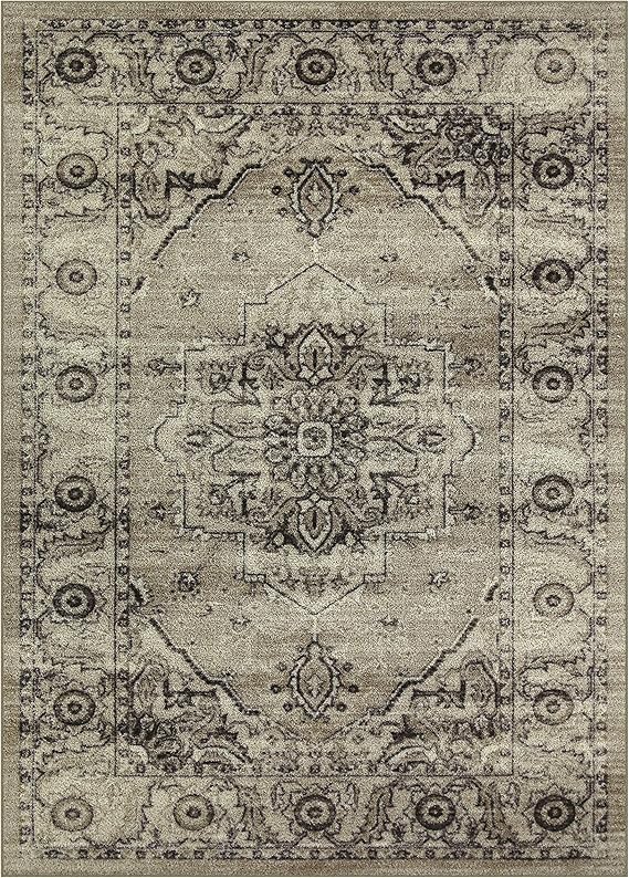 Maples Rugs Lexington Farmhouse Area Rugs Made in USA Washable, Non Slip Indoor Carpet for Entryway, Foyer, Kitchen, and Bathroom, 2'6 x 3'10, Taupe/Grey