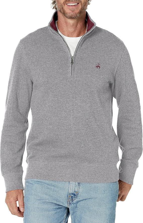 Brooks Brothers Men's Ribbed French Terry Half-zip