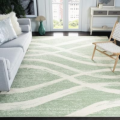SAFAVIEH Area Rug 9x12 - Adirondack Collection - Large - Sage & Cream, Modern Wave Design, Non-Shedding & Easy to Clean, Ideal for Living Room, Bedroom, Dining Space ADR125X